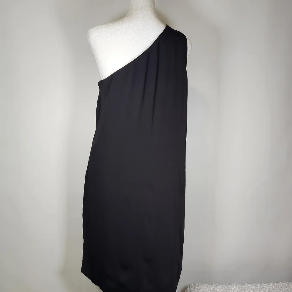 CeCe Black One Shoulder Sheath Cocktail Dress Size 8 - Picture 3 of 7